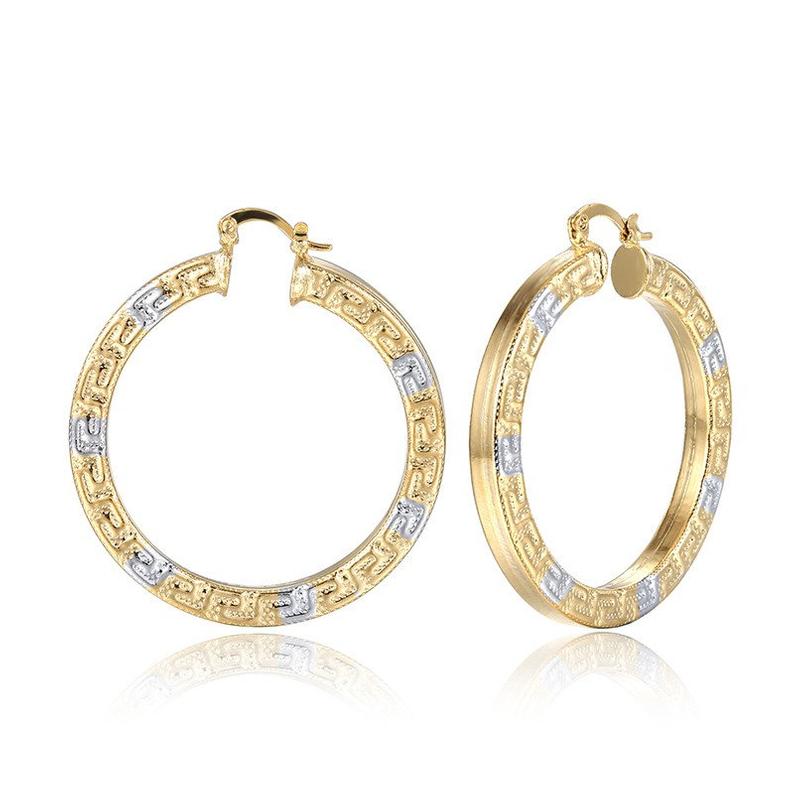Damen Big 18K Zwei-Ton Neueste Große Mauer Kreis Ohrringe | Shop Nory