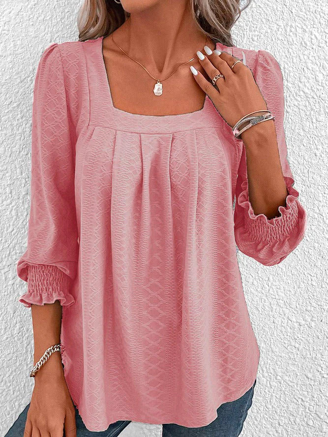 Baumwollbluse Mit Eckigem Ausschnitt