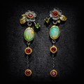 Boho-Ohrringe mit Opal und rotem Zirkonia – Elara | Shop Nory