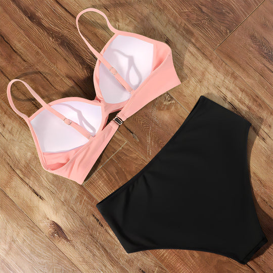 Damen Wickel Badeanzug Set Hoher Bund