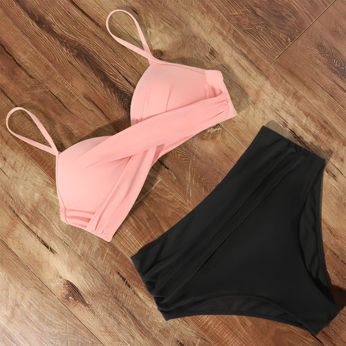Damen Wickel Badeanzug Set Hoher Bund