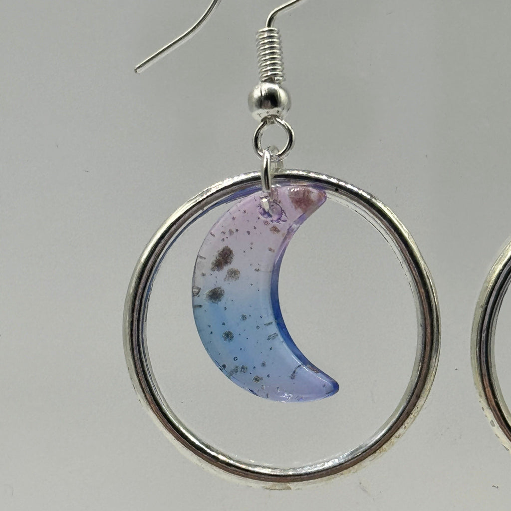 Silver Acrylic Moon Charm Earrings | Shop Nory