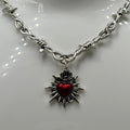 Silber Gothik Stacheldraht Rotes Heiliges Herz Halskette | Shop Nory