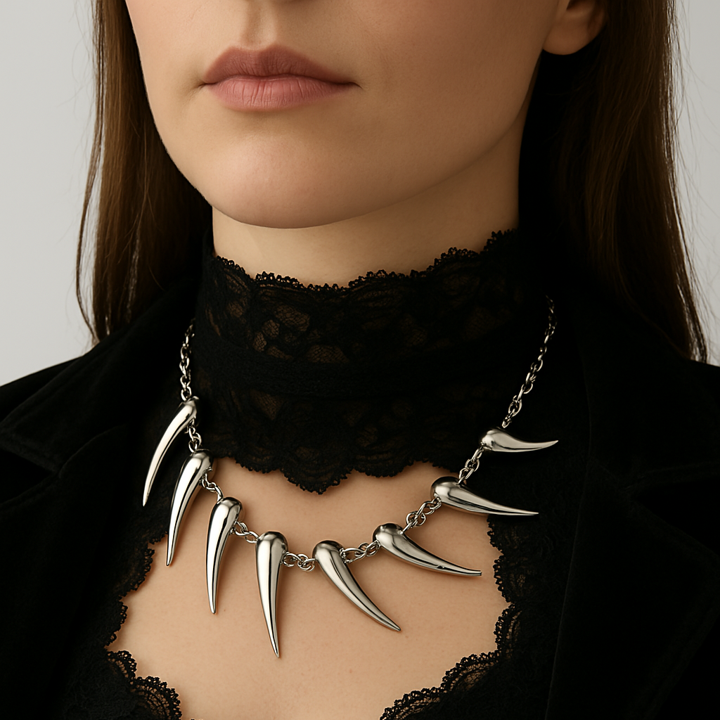 Gothic Silver Teardrop Statement Choker Necklace | Shop Nory