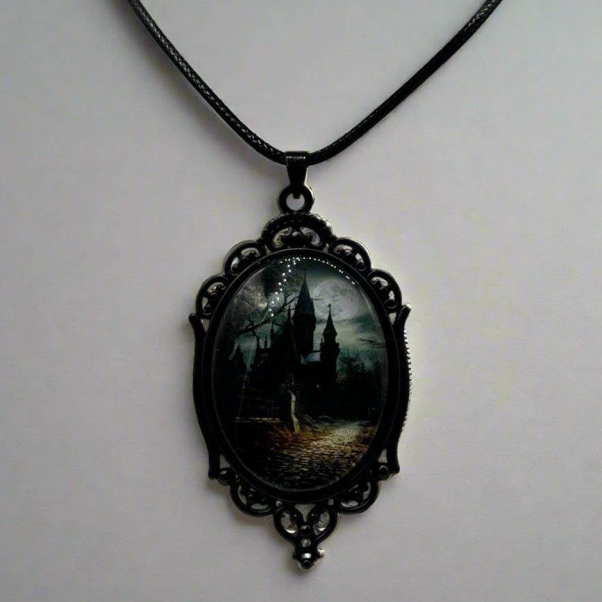 Silver Gothic Cameo Frame Charm Necklace | Shop Nory