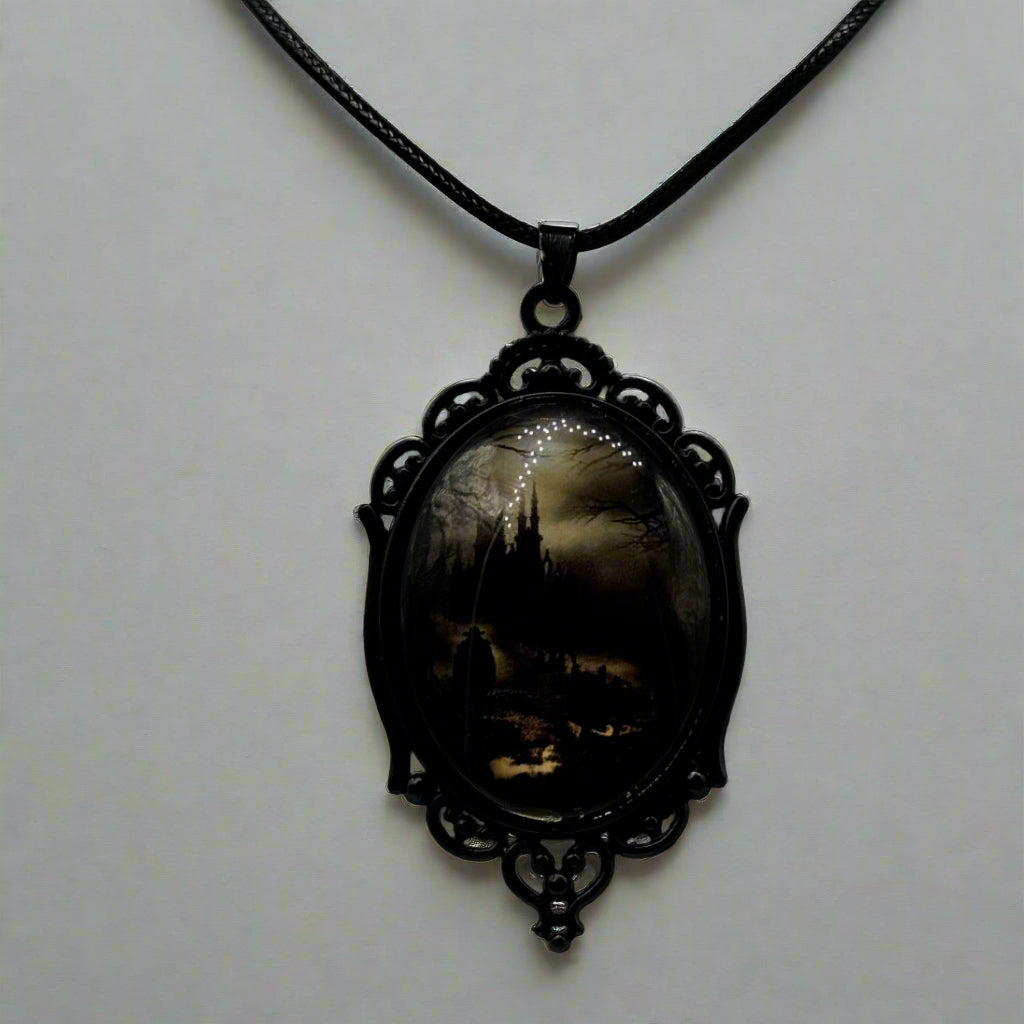 Silver Gothic Cameo Frame Charm Necklace | Shop Nory