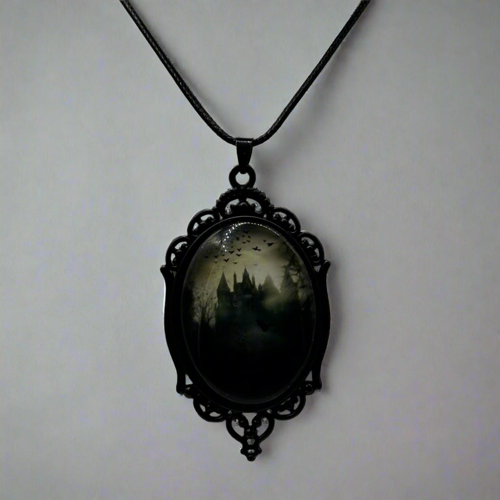 Silberne Gothic Cameo Rahmen Charm Halskette | Shop Nory