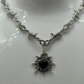 Silberne Gothic Stacheldraht Schwarzes Heiliges Herz Halskette | Shop Nory