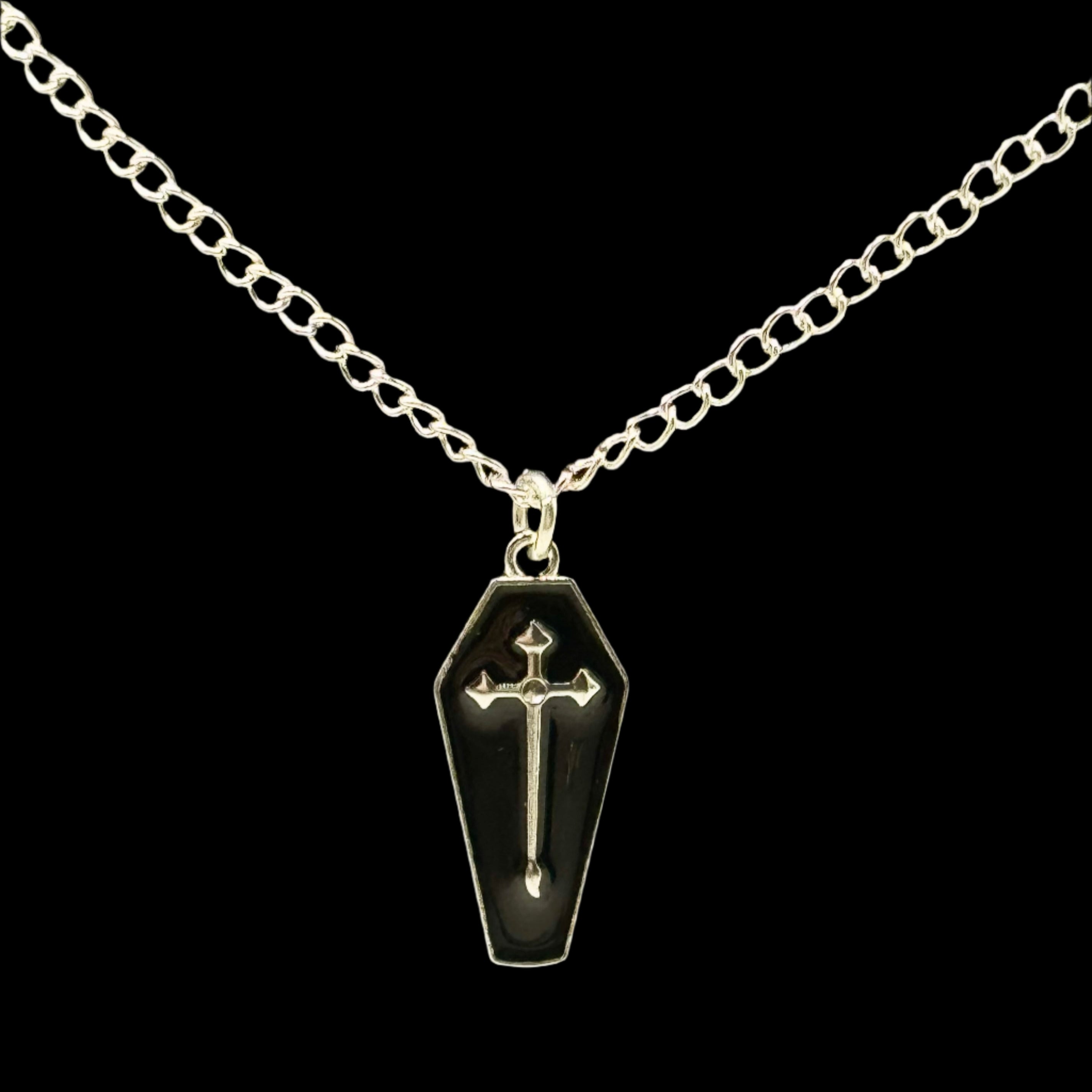 Silber Gothic Schwarzes Sarg Charm Halskette | Shop Nory