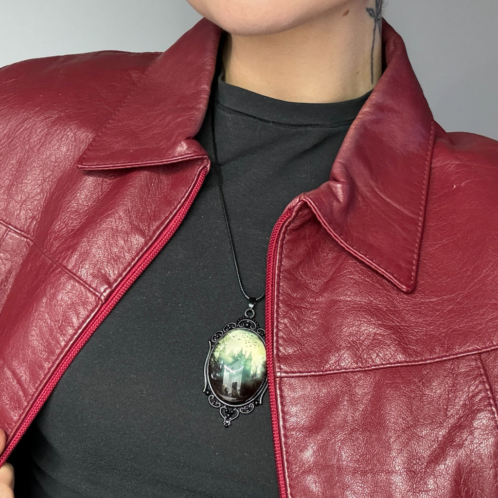 Silberne Gothic Cameo Rahmen Charm Halskette | Shop Nory