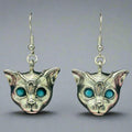 Silber Mystic Blauäugiger Leopard Charm Ohrringe | Shop Nory