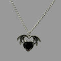 Silver Gothic Heart Wing Stone Charm Necklace | Shop Nory