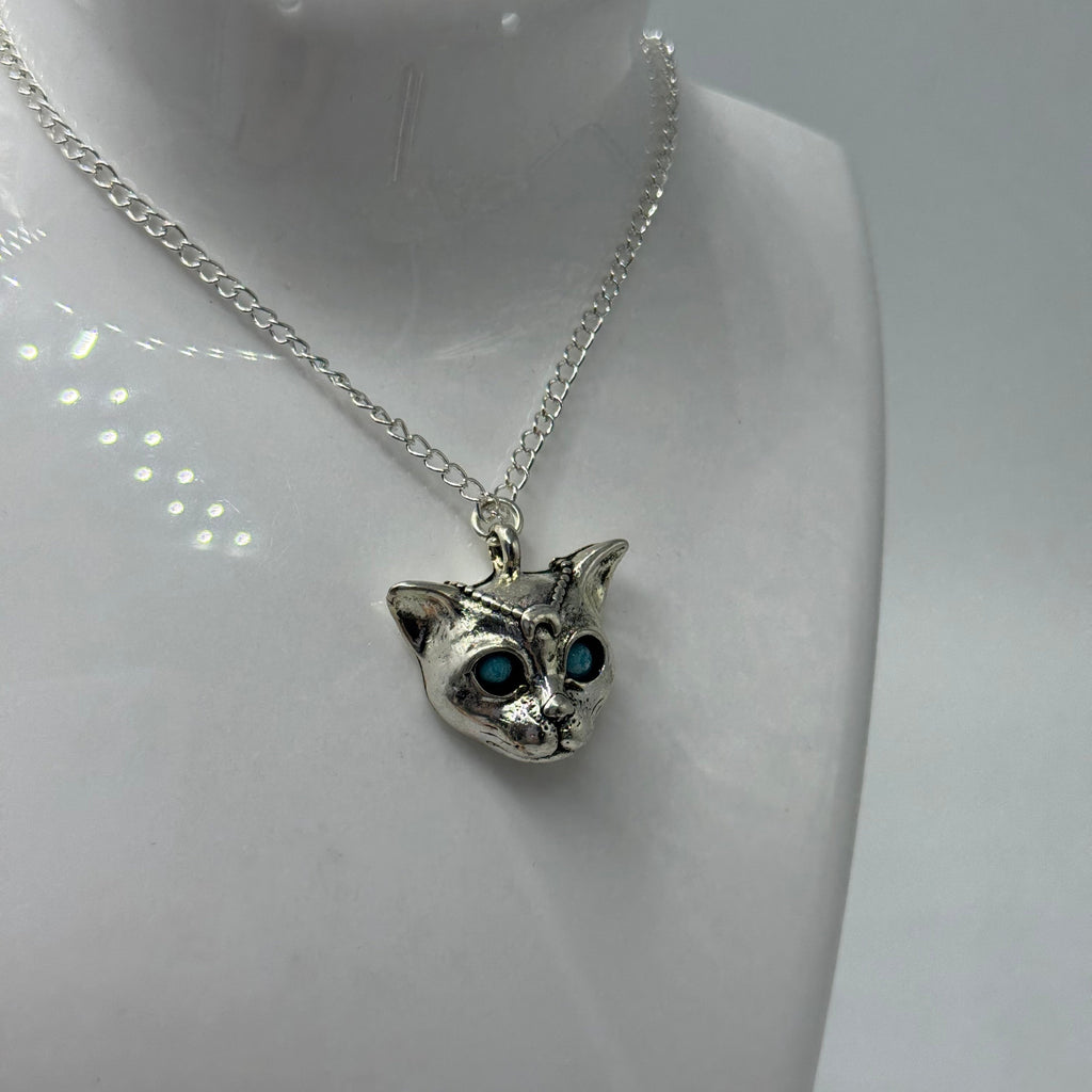 Silber Mystisch Blauer Augen Leoparden Charme Halskette | Shop Nory