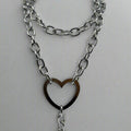 Große Silberne Herz Geschichtete Kettenhalskette Set | Shop Nory