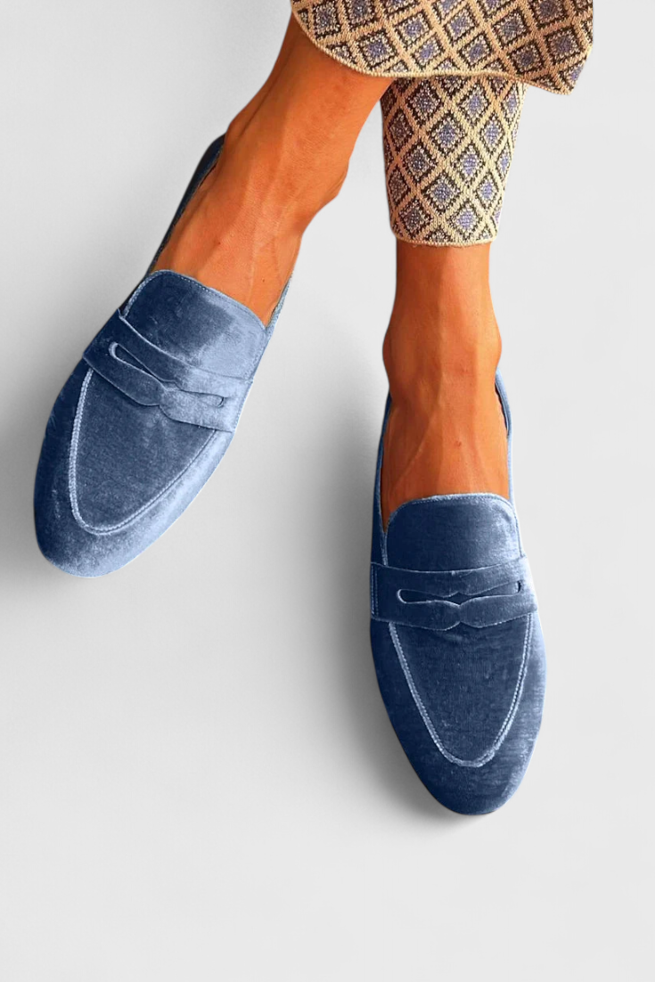 Samt-Loafer im Patchwork-Stil