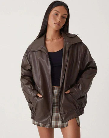 Oversized Lederjacke
