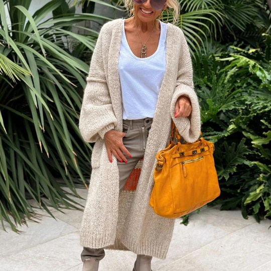 Oversize Strickjacke Mit Love & Peace Motiv
