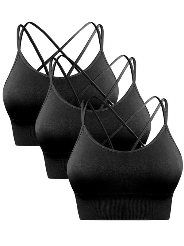 3Er Pack Damen Sport Bh Gepolstert Crisscross Yoga Bh Nahtlos Mittel Impact Fitness Activewear