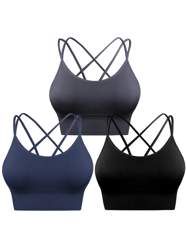 3Er Pack Damen Sport Bh Gepolstert Crisscross Yoga Bh Nahtlos Mittel Impact Fitness Activewear