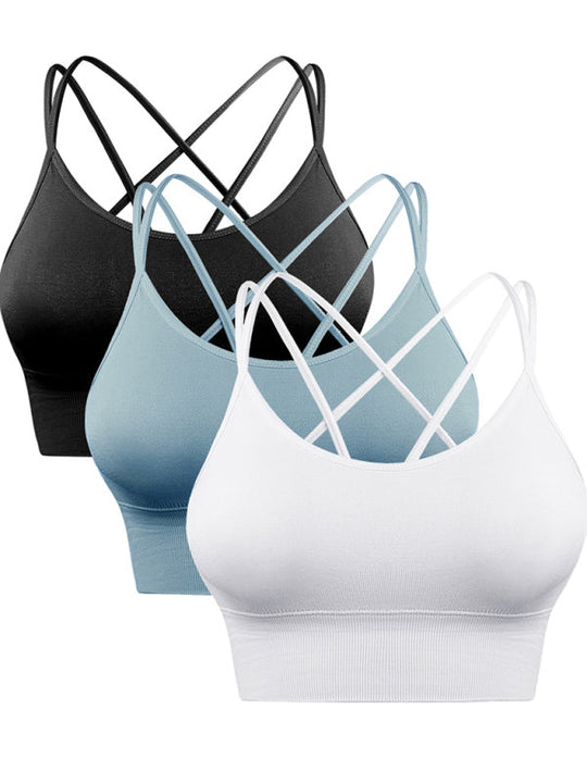 3Er Pack Damen Sport Bh Gepolstert Crisscross Yoga Bh Nahtlos Mittel Impact Fitness Activewear