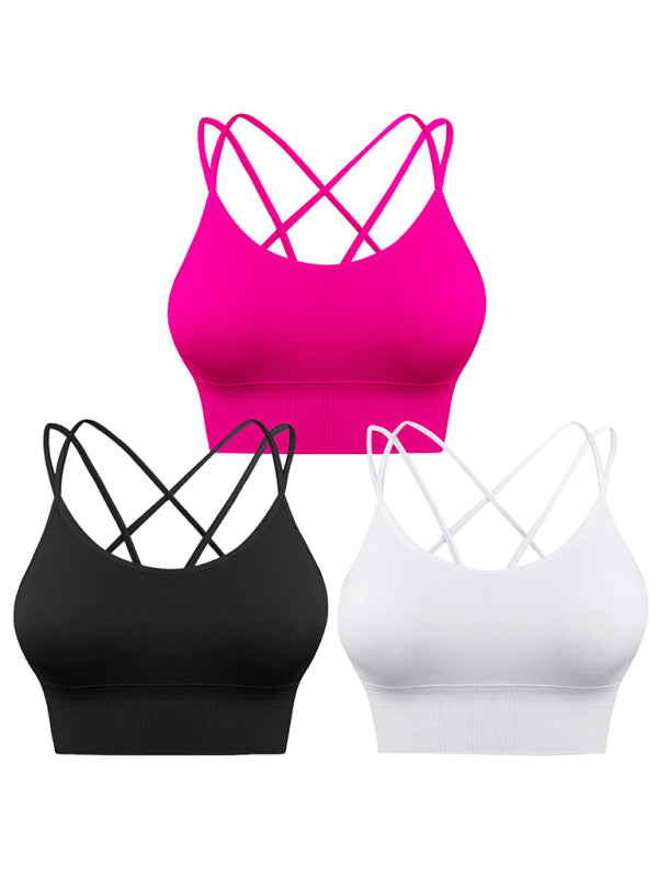 3Er Pack Damen Sport Bh Gepolstert Crisscross Yoga Bh Nahtlos Mittel Impact Fitness Activewear