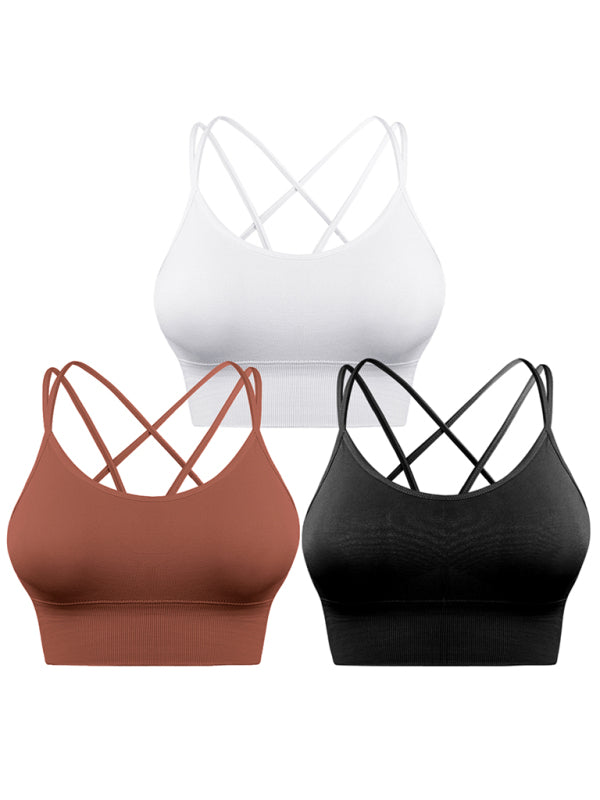 3Er Pack Damen Sport Bh Gepolstert Crisscross Yoga Bh Nahtlos Mittel Impact Fitness Activewear