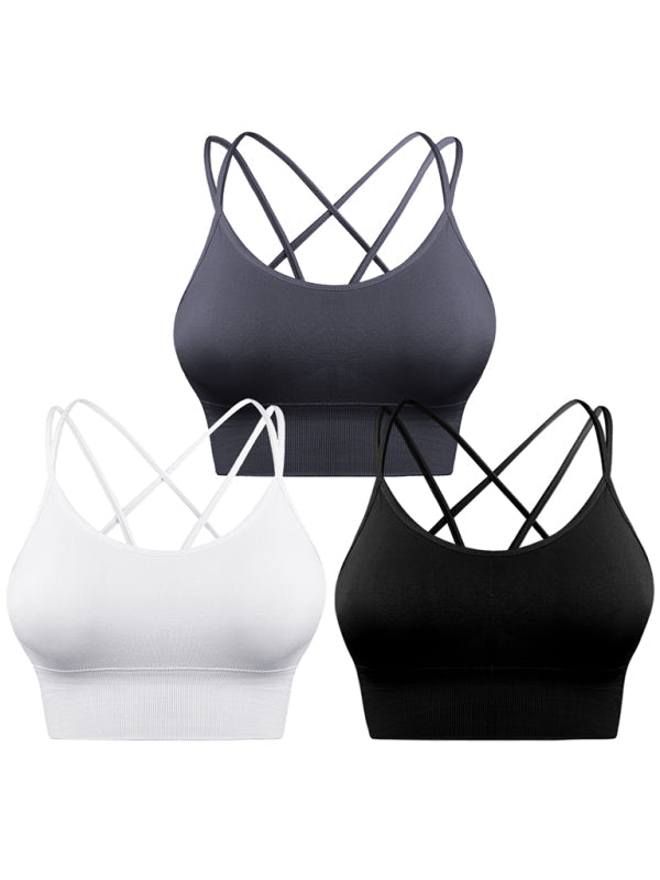 3Er Pack Damen Sport Bh Gepolstert Crisscross Yoga Bh Nahtlos Mittel Impact Fitness Activewear