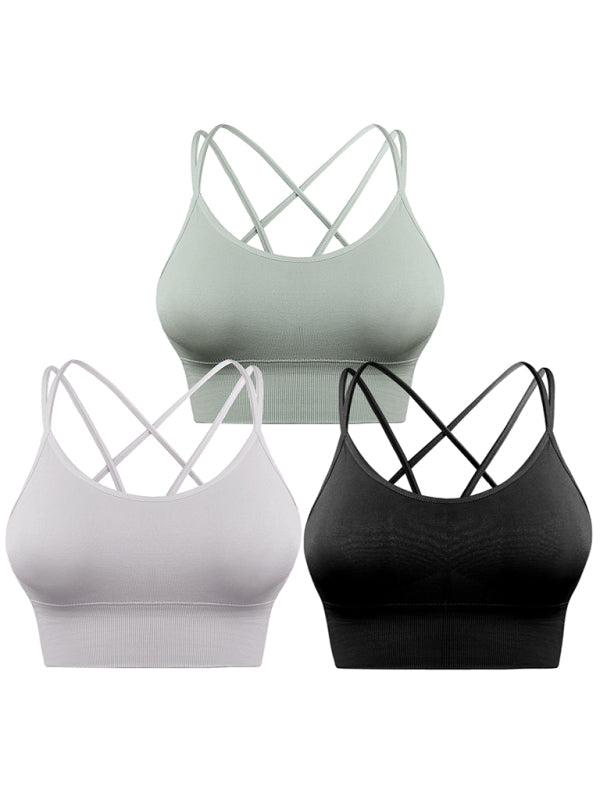 3Er Pack Damen Sport Bh Gepolstert Crisscross Yoga Bh Nahtlos Mittel Impact Fitness Activewear