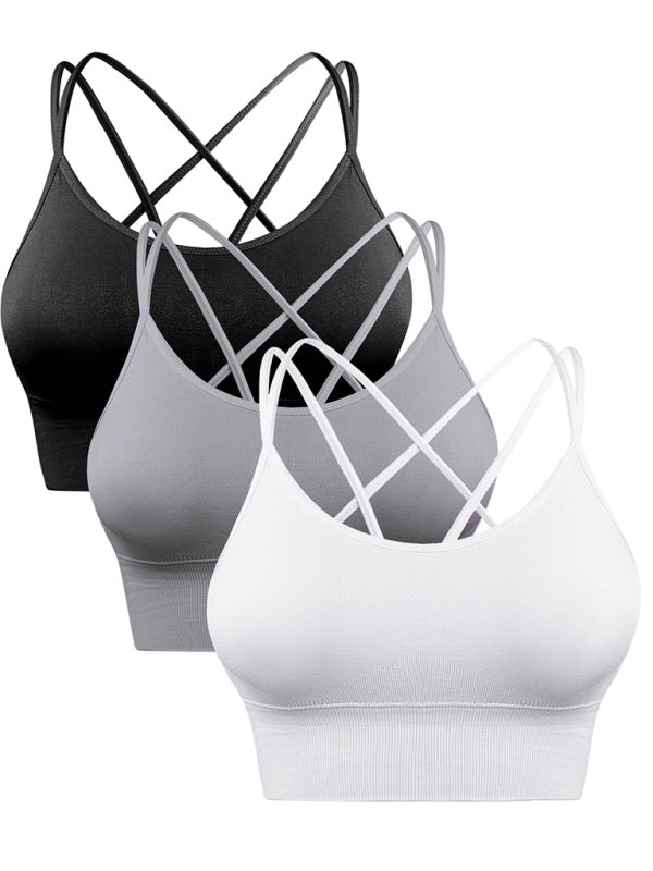 3Er Pack Damen Sport Bh Gepolstert Crisscross Yoga Bh Nahtlos Mittel Impact Fitness Activewear