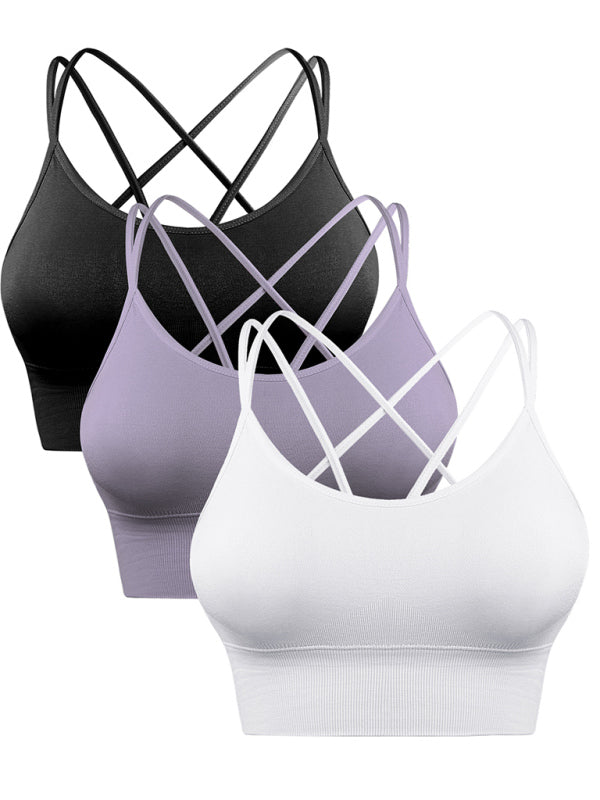 3Er Pack Damen Sport Bh Gepolstert Crisscross Yoga Bh Nahtlos Mittel Impact Fitness Activewear