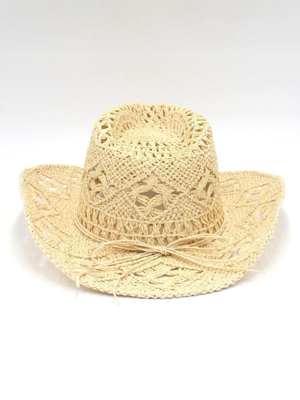 Neuer Hohler Cowboyhut, Handgestrickter Strohhut, Jazzhut mit Erhöhtem Rand