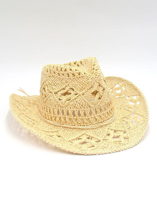 Neuer Hohler Cowboyhut, Handgestrickter Strohhut, Jazzhut mit Erhöhtem Rand
