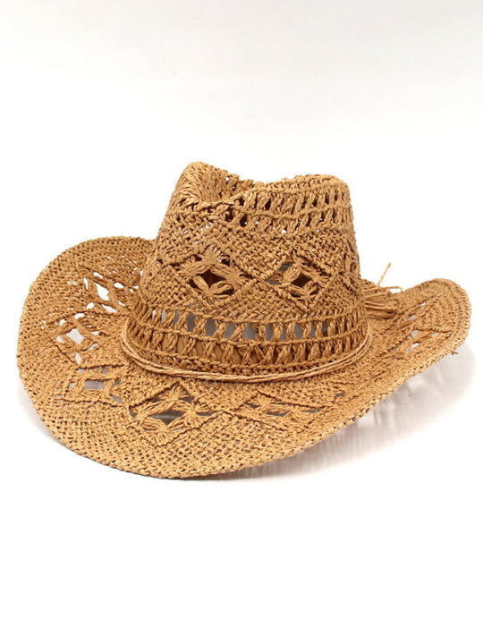 Neuer Hohler Cowboyhut, Handgestrickter Strohhut, Jazzhut mit Erhöhtem Rand
