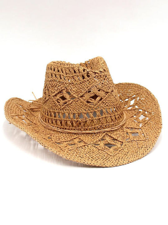 Neuer Hohler Cowboyhut, Handgestrickter Strohhut, Jazzhut mit Erhöhtem Rand