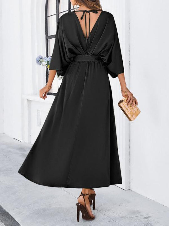 Damen Elegantes V-Ausschnitt Lockere Kleid