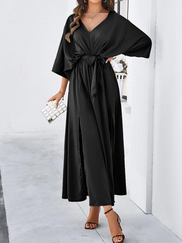 Damen Elegantes V-Ausschnitt Lockere Kleid