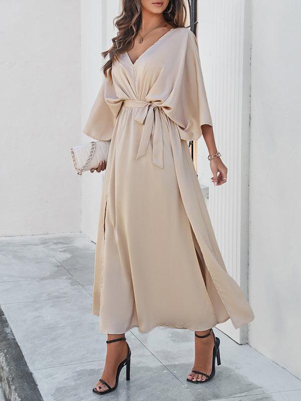 Damen Elegantes V-Ausschnitt Lockere Kleid