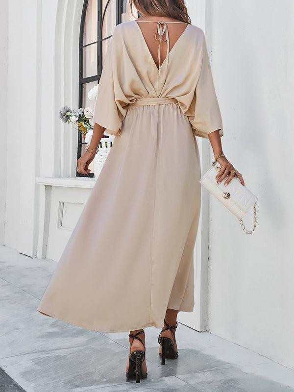 Damen Elegantes V-Ausschnitt Lockere Kleid
