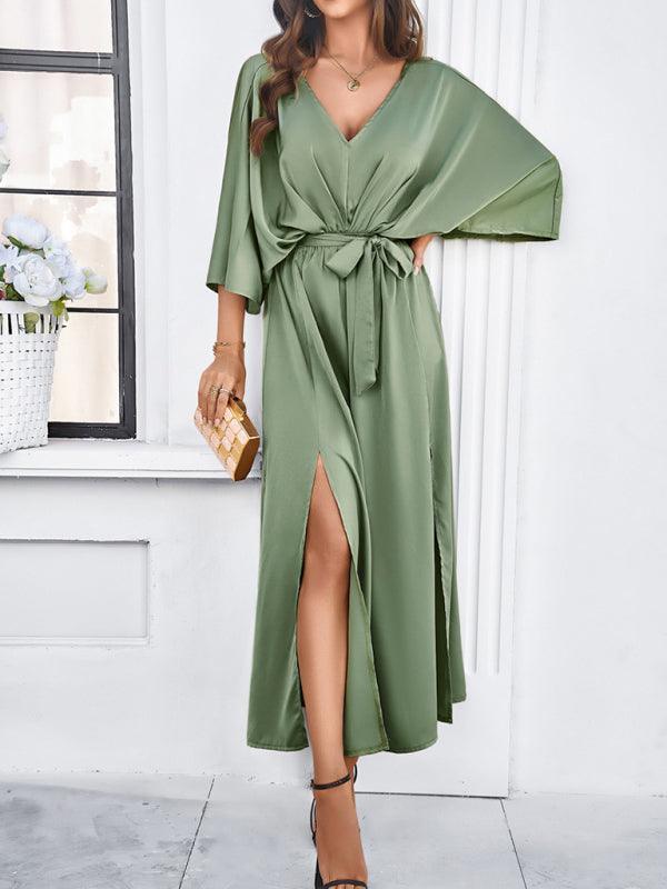 Damen Elegantes V-Ausschnitt Lockere Kleid