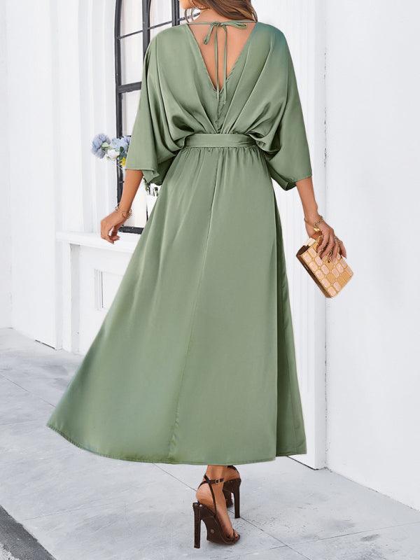 Damen Elegantes V-Ausschnitt Lockere Kleid
