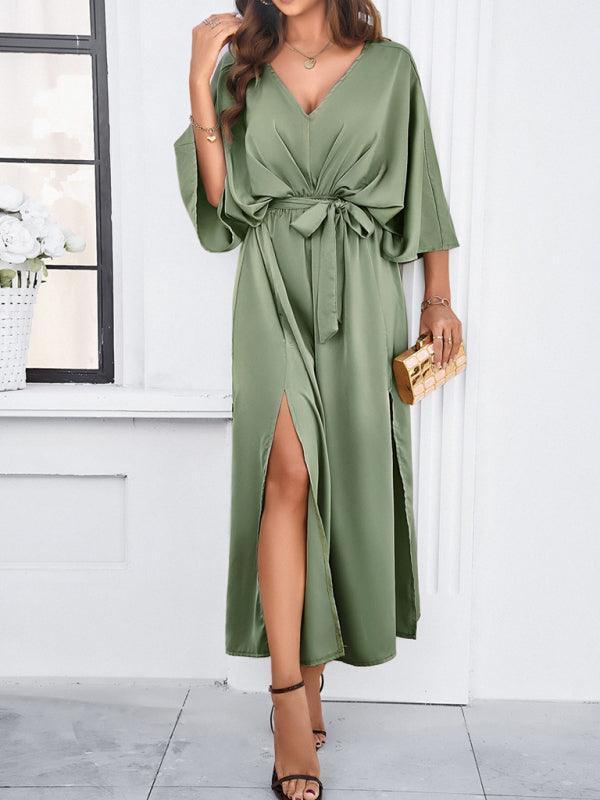 Damen Elegantes V-Ausschnitt Lockere Kleid