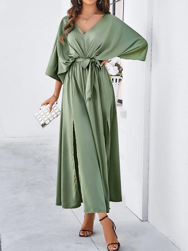 Damen Elegantes V-Ausschnitt Lockere Kleid
