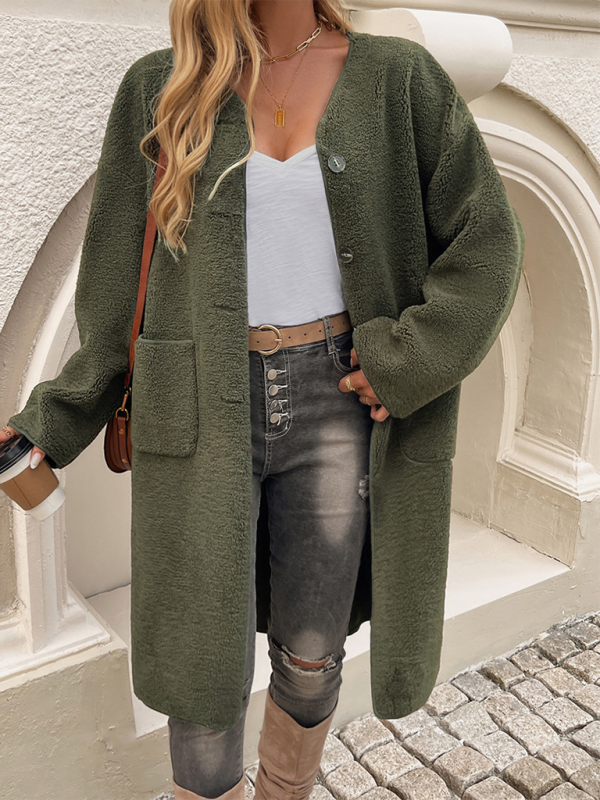 Shopnory | Teddyjacke - Damenoberbekleidung mit Knöpfen und Taschen
