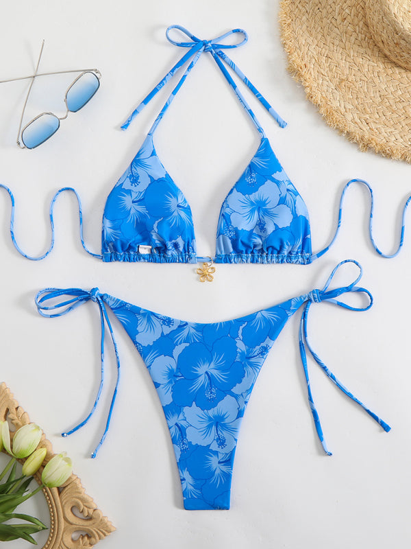 Blumenmuster Halterneck-Bikini