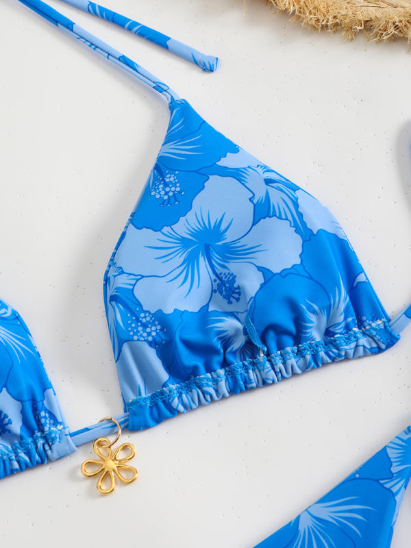 Blumenmuster Halterneck-Bikini