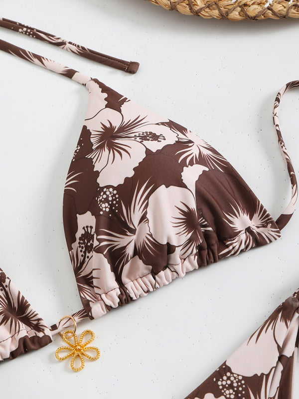 Blumenmuster Halterneck-Bikini