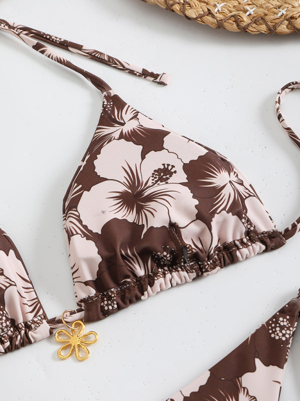 Blumenmuster Halterneck-Bikini