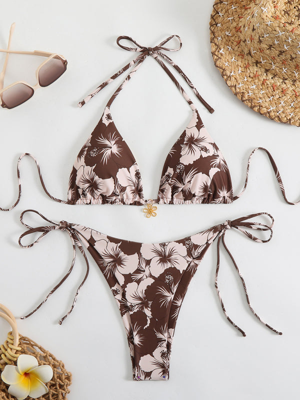 Blumenmuster Halterneck-Bikini