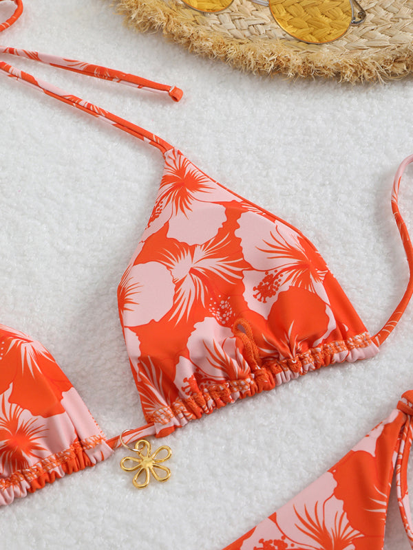 Blumenmuster Halterneck-Bikini