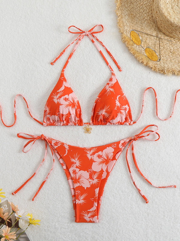 Blumenmuster Halterneck-Bikini
